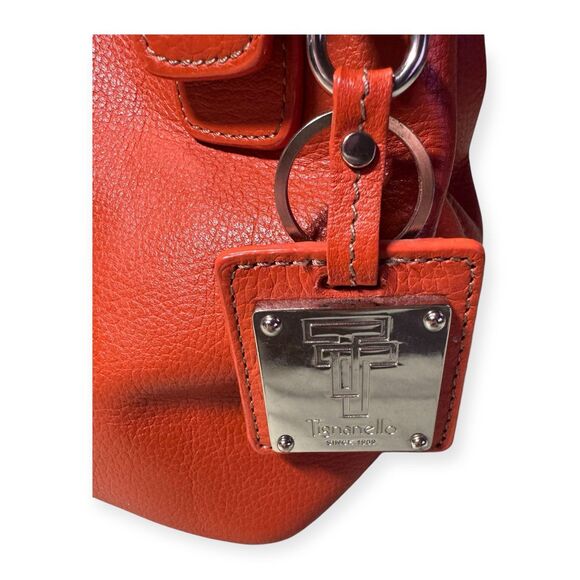 Tignanello Orange Genuine Leather Hand Bag With Adjustable Buckles/Straps VTG - Picture 4 of 5